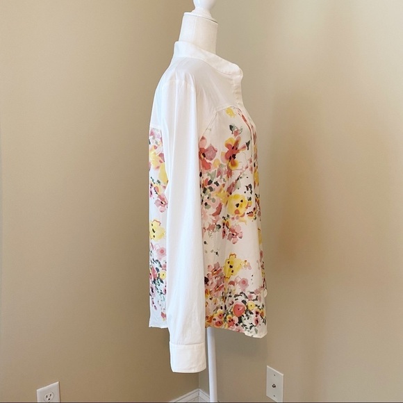 Worth Watercolor Floral Silk Stand Collar Blouse - Picture 2 of 13